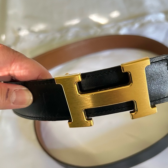 Hermes Luxury Black and Gold Belt - Picture 1 of 6